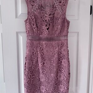 Bardot Dusty Mauve Floral Lace Midi Dress